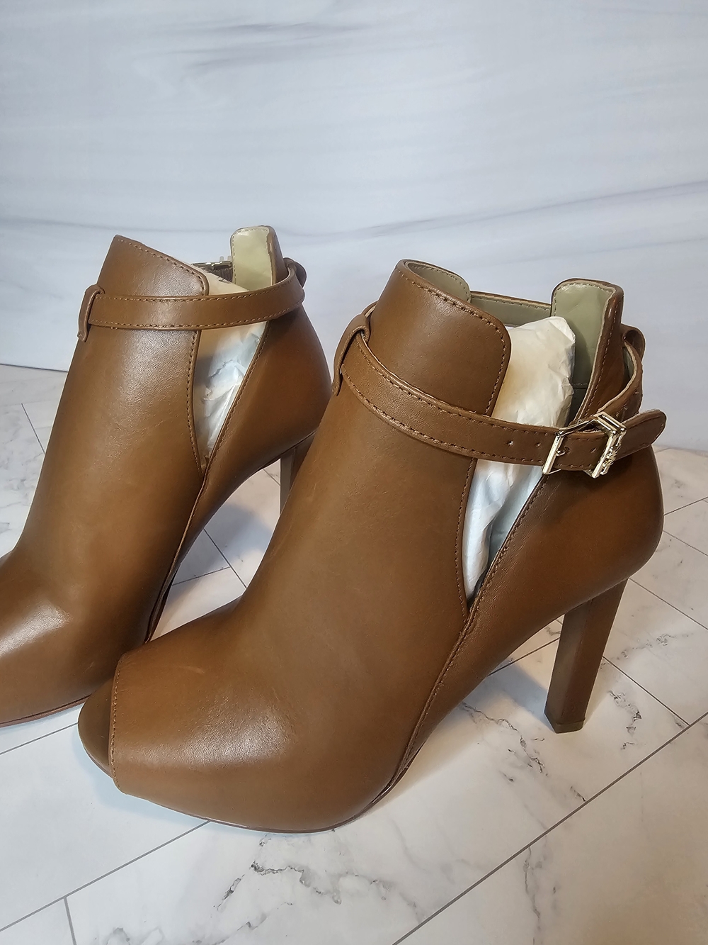 Michael Kors Brown Open-Toe Heeled Booties - Picture 3 of 9